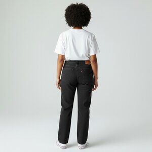 Levi's 94 Baggy Jeans Womens Plus Size 16W Black Stonewash Mid Rise Straight Leg